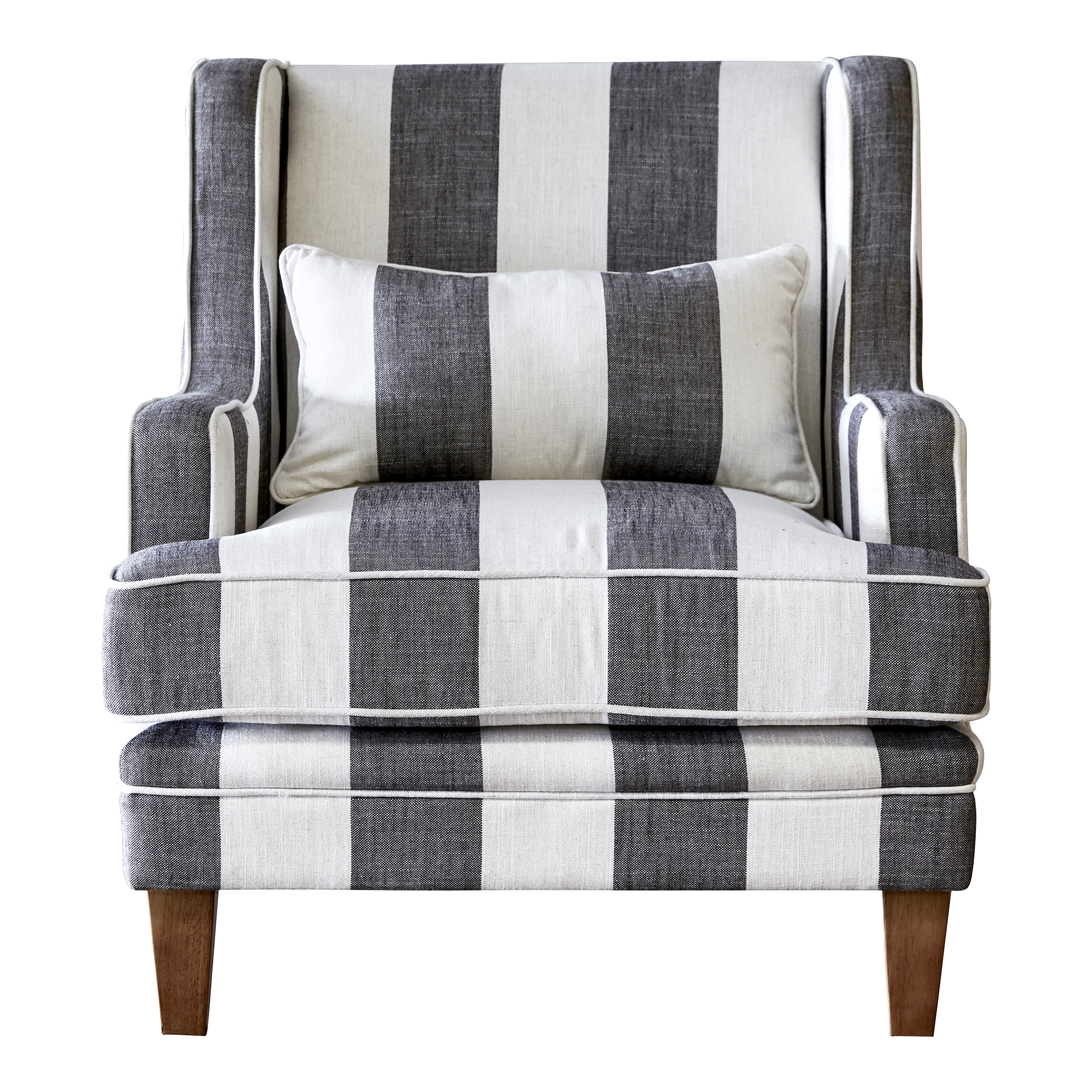 Grey & Cream Wide Stripe Armchair by OneWorld Collection Style Sourcebook