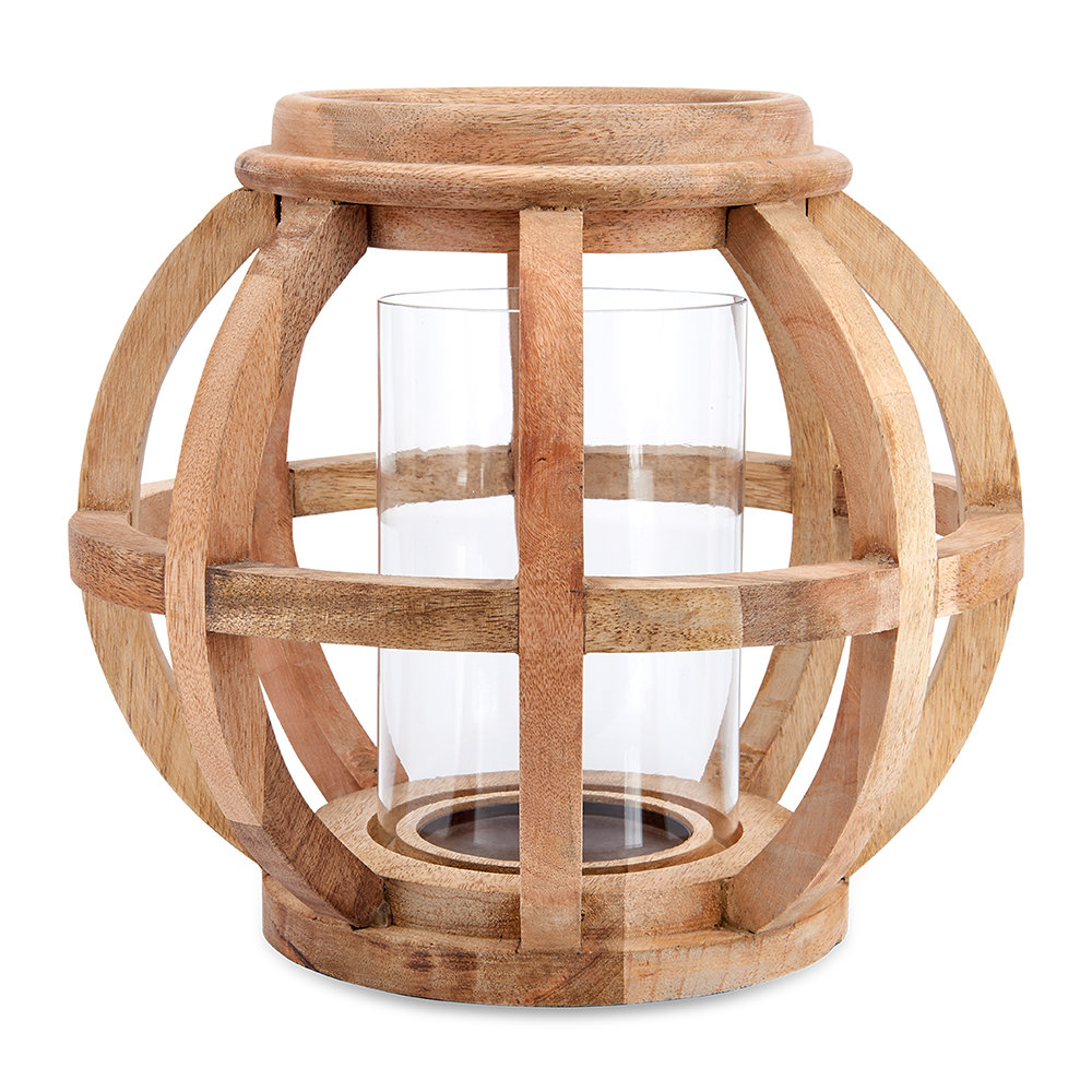 Nkuku Kabu Wooden Lantern Mango Wood Small by Nkuku Style