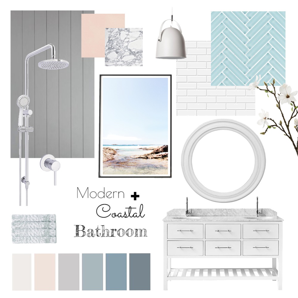 Coastal Bathroom Interior Design Mood Board by interiorsbyayla Style