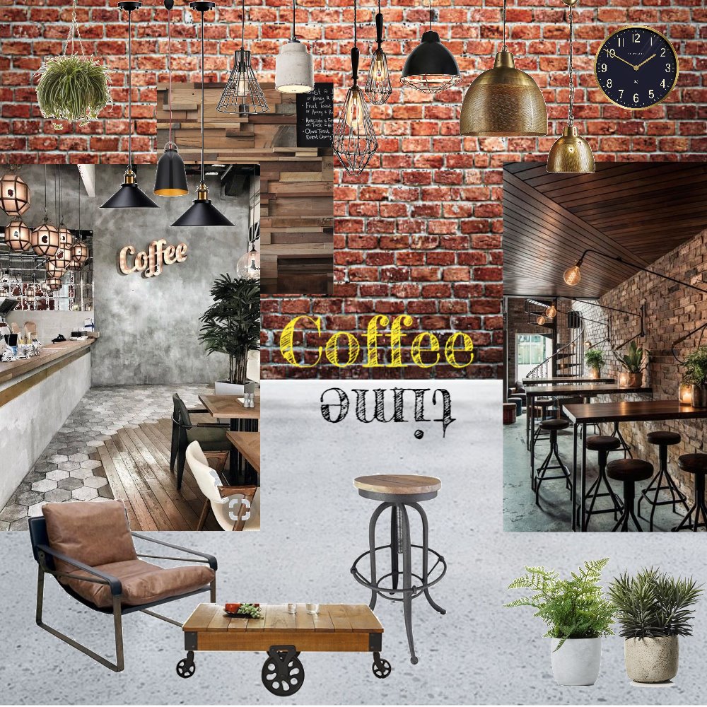 Industrial Coffee Shop Interior Design Mood Board by gsagoo Style