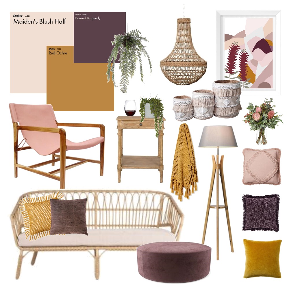 Mustard and Blush Interior Design Mood Board by Thediydecorator Style Sourcebook