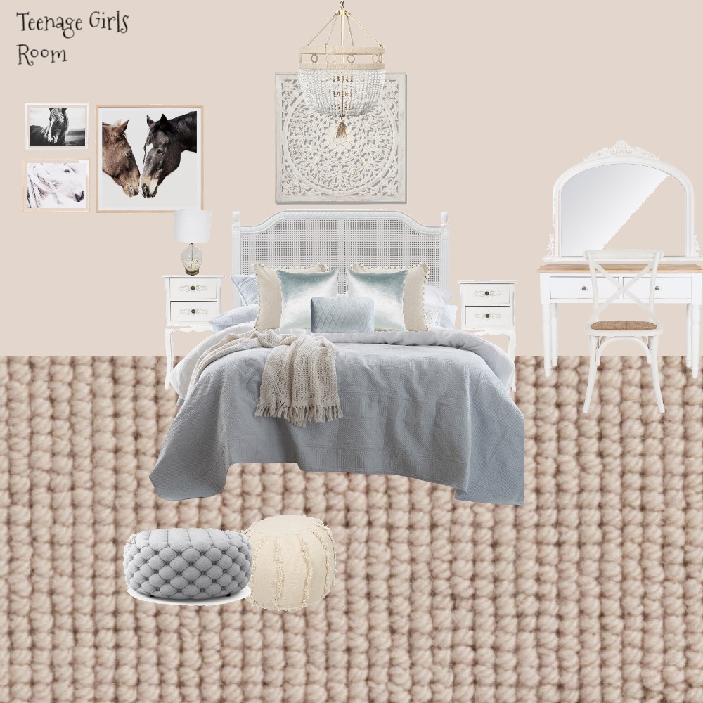Teenage Girls Bedroom Interior Design Mood Board by Jo Laidlow Style