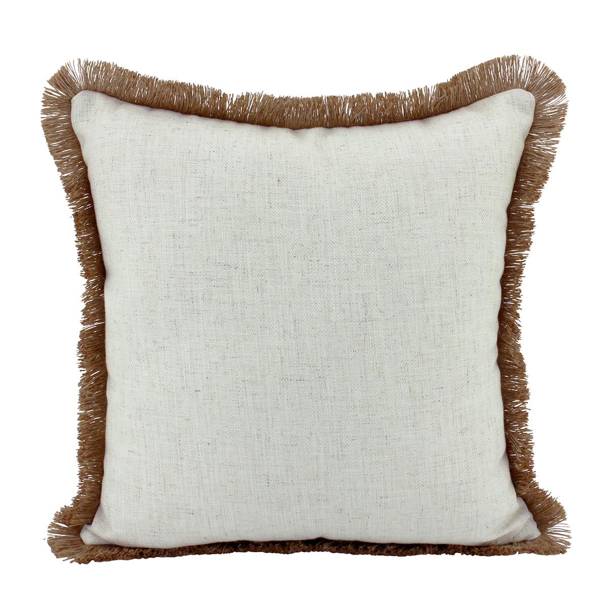 Linen Fringe Cushion 45x45cm in Linen Beige by OzDesignFurniture