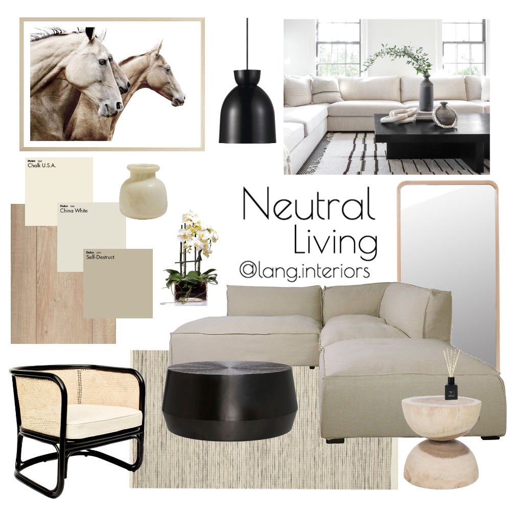 Neutral Living Interior Design Mood Board by jaymelang Style Sourcebook