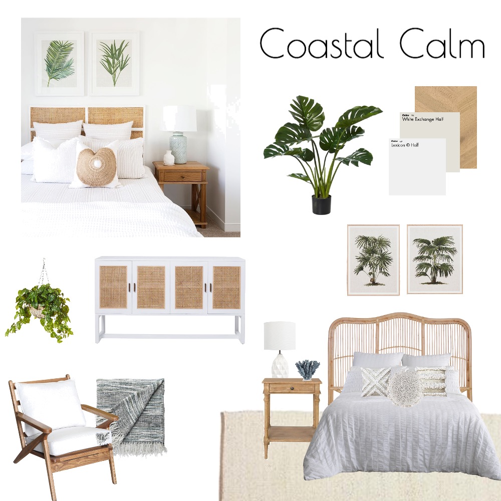 Coastal Calm Bedroom Interior Design Mood Board by Olive Designs