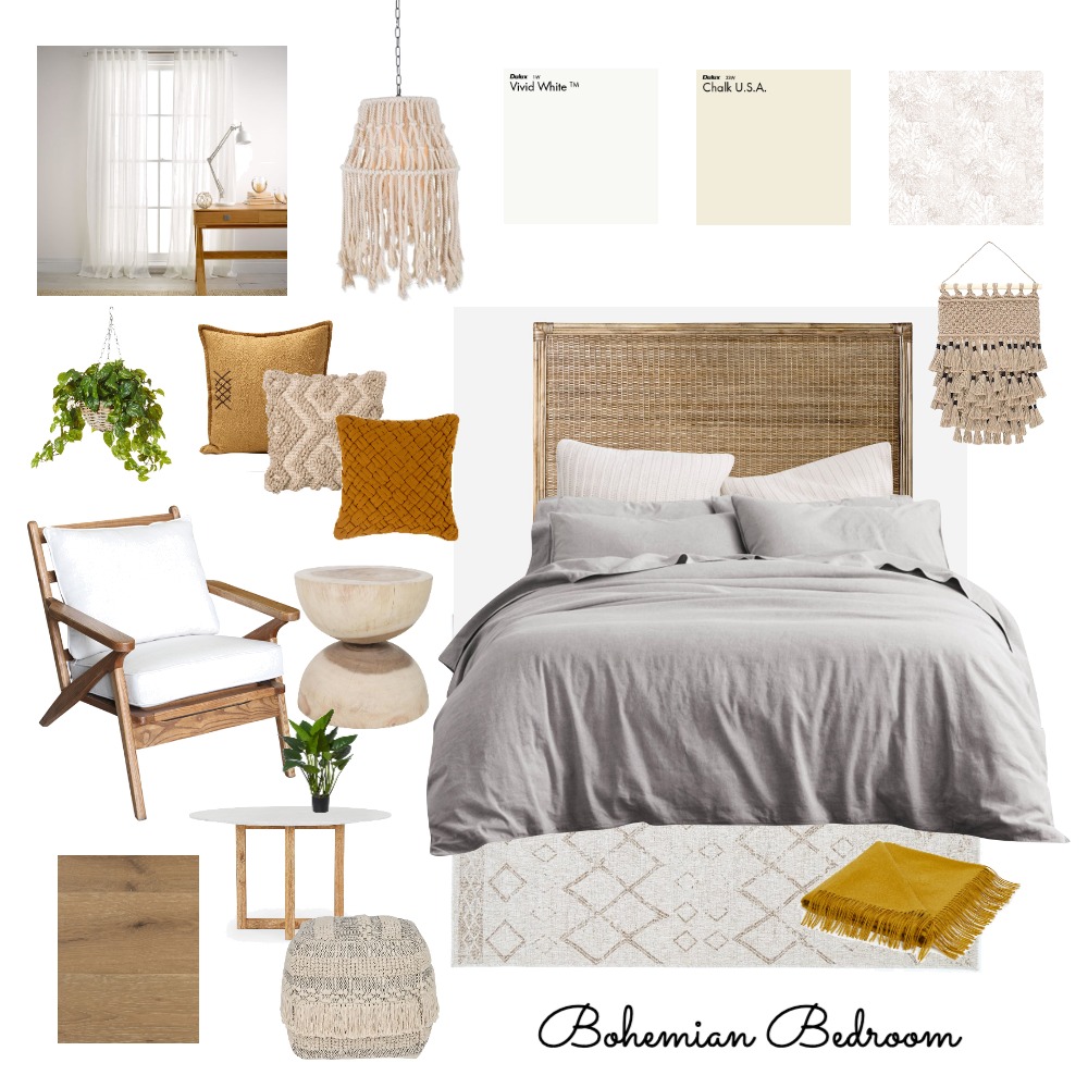 Bohemian Style Bedroom design Interior Design Mood Board by