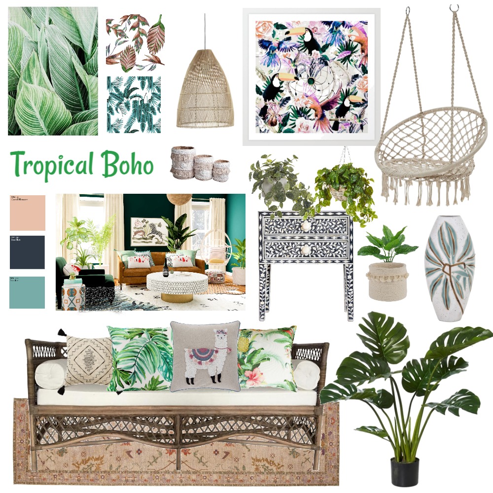 Tropical Boho Interior Design Mood Board by EmmaShim Style Sourcebook