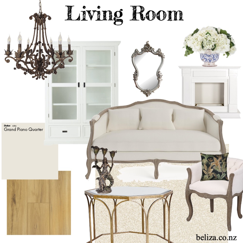 French Living Room Mood board by Beliza.co.nz Interior Design Mood