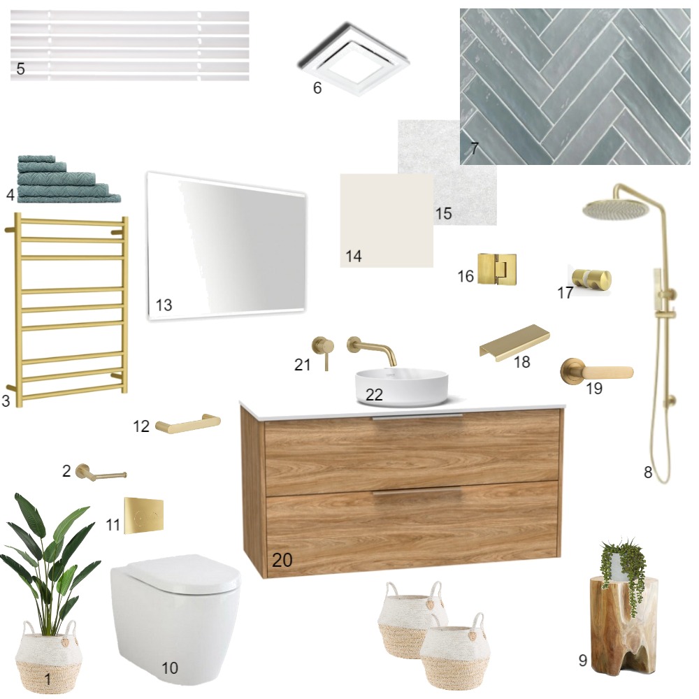 Bathroom Sample board Interior Design Mood Board by AnjaDesign Style