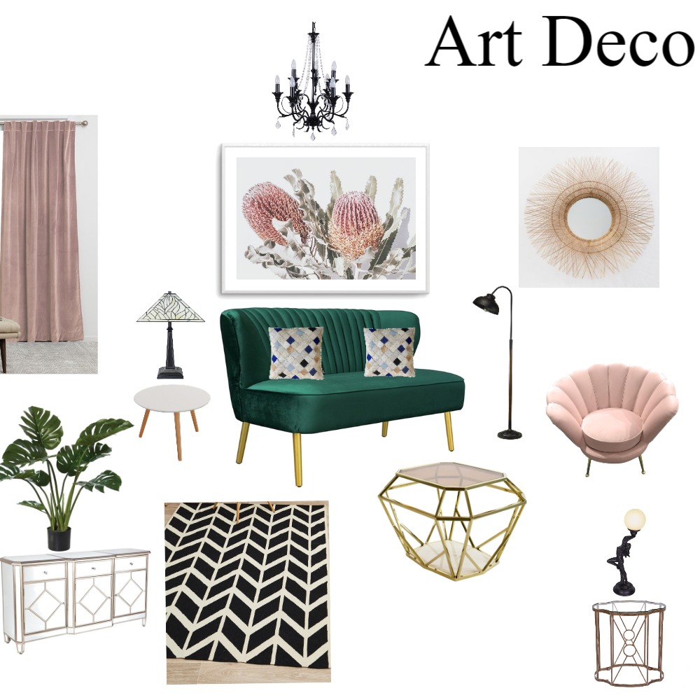 Art Deco mood board Interior Design Mood Board by MONIKA RANI | Style