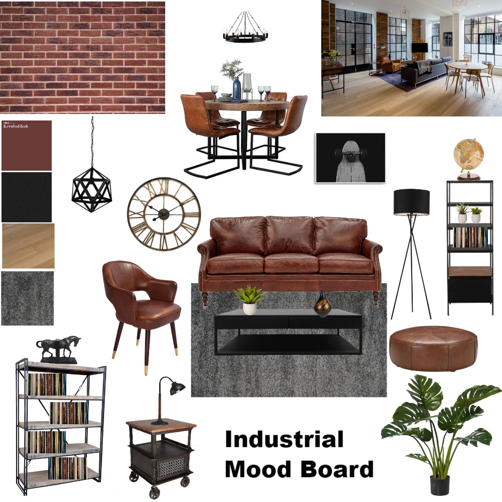 INDUSTRIAL MOOD BOARD Interior Design Mood Board by MONIKA RANI Style