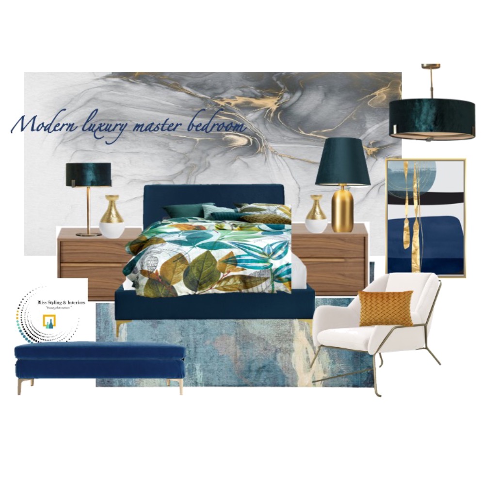 modern luxury master bed room Interior Design Mood Board by Bliss